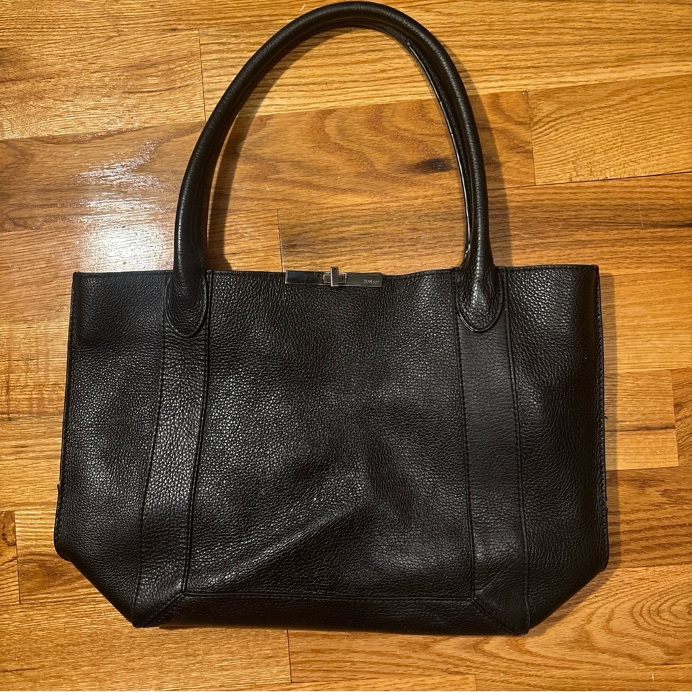 Botkier Soho Tote Large Black Pebbled Leather Handbag Silver Hardware